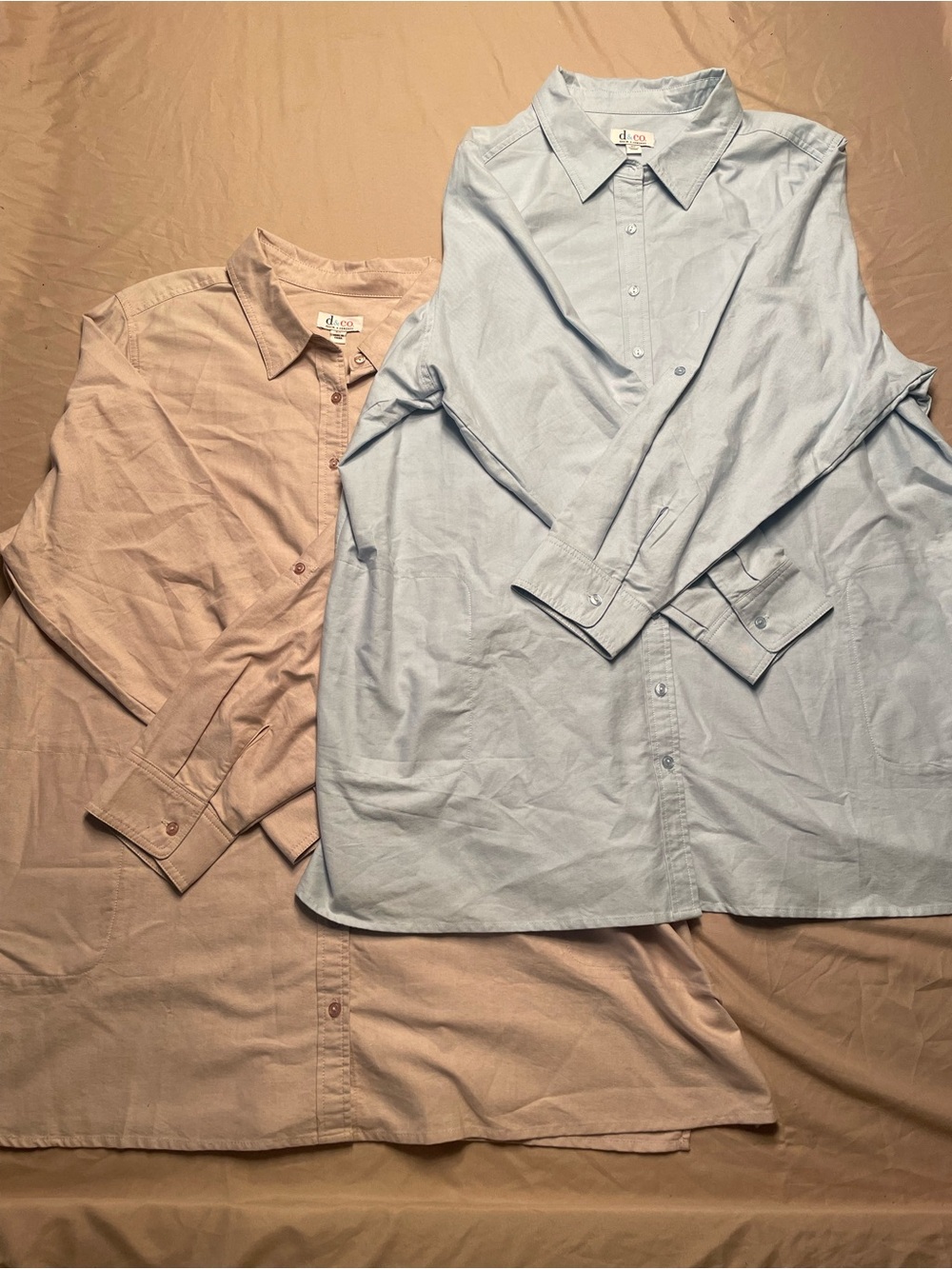 d&co. Women’s Button-Down Shirt Lot 2X Light Blue & Off Colored Pink (2 shirts)
